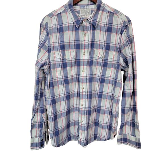 Lucky Brand Men's Button Up Plaid Shirt Long Sleeve Collared Multicolor Large - Picture 1 of 7